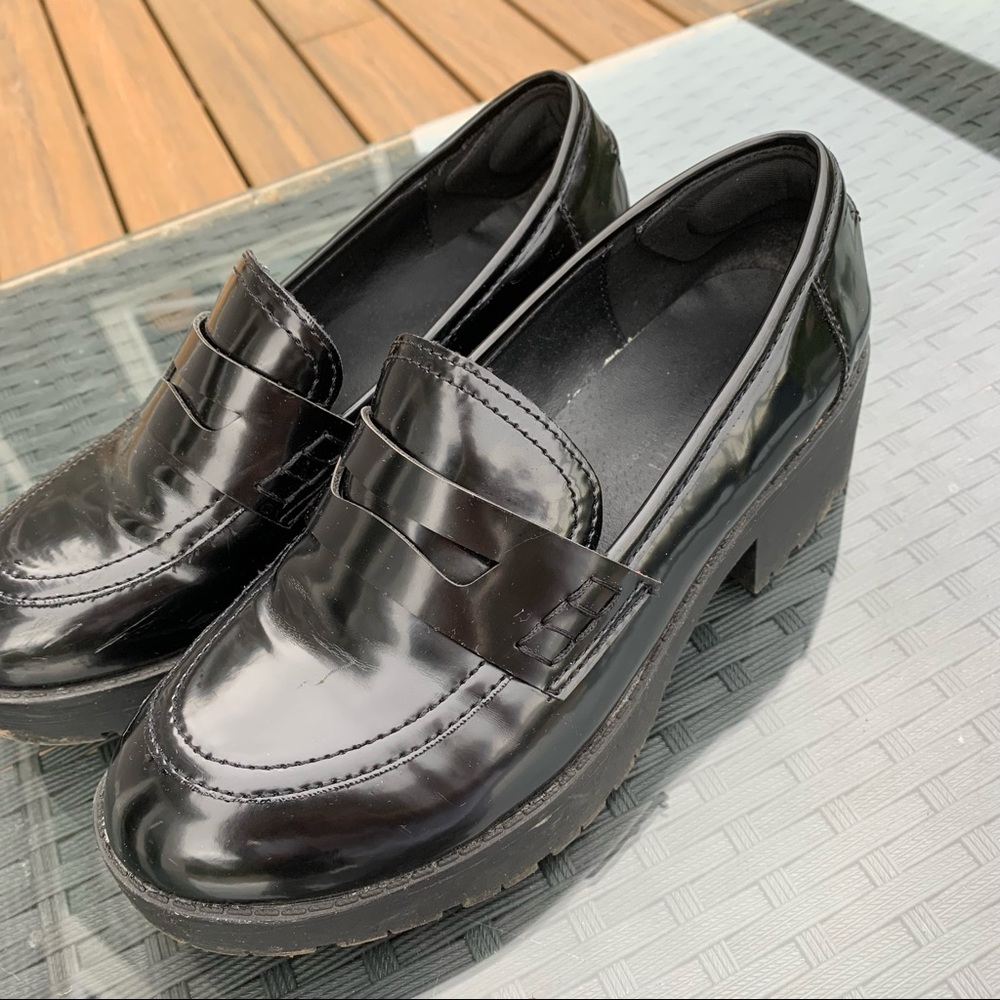 Black Platform Loafers - 7.5